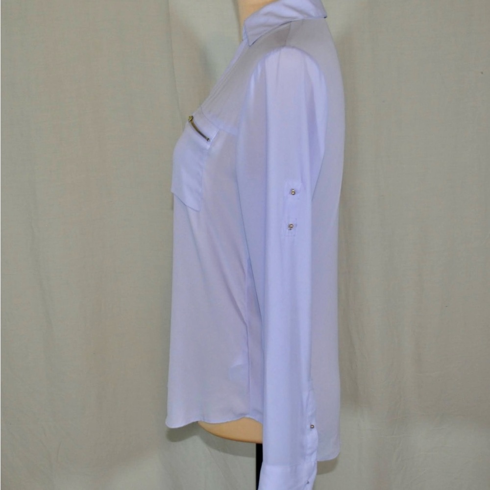 Express Lavender 1/4 botton Blouse - Picture 3 of 13